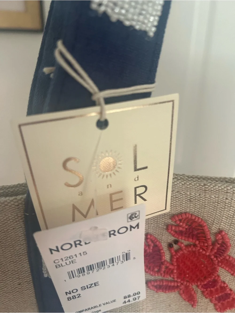 NWT SOL and MER large beaded tote bag.